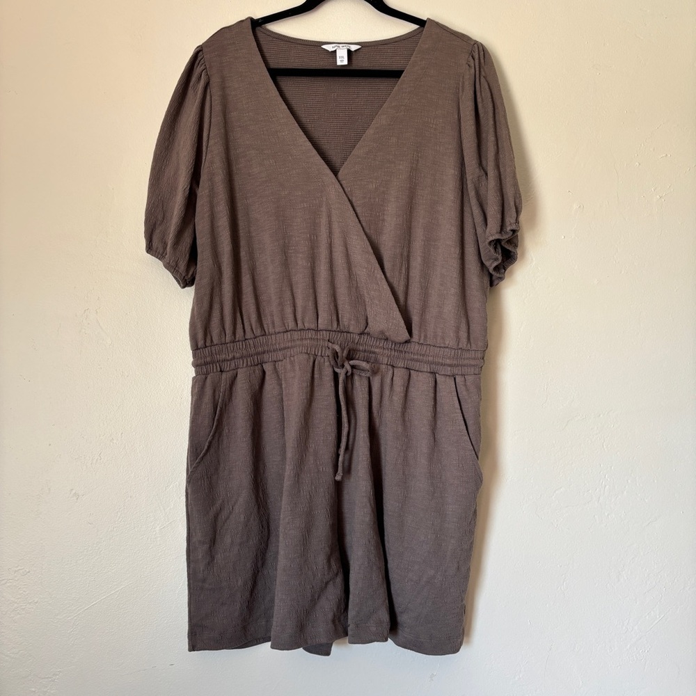 Nine West Women’s Surplice V-Neck Puff Sleeve Pullover Romper, Size XXL NWT